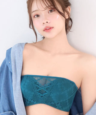 无肩带 超盛内衣 CHOMORI BRA(R) Demi胸罩和方形花边