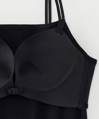 Camisola con sujetador incorporado de refuerzo máximo inalámbrico con gancho frontal acanalado Chomori