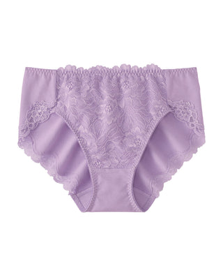 High-Waist Lace Cotton-Blend Bikini Panty
