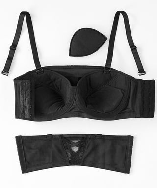 Ribbed 2-Way Cleavage Cover Side Support Bra