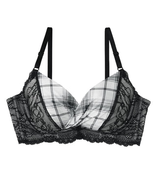 Check Satin Side Support Push-Up Bra