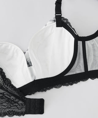Soporte lateral satinado a cuadros PUSH-UP Sujetador (Copa FGH)