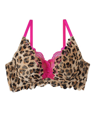 Sokongan Sebelah Leopard Lace PUSH-UP Bra