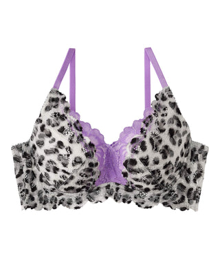Sokongan Sebelah Leopard Lace PUSH-UP Bra