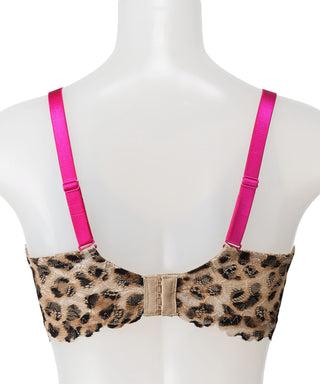 Renda Sokongan Sebelah Leopard Lace PUSH-UP Bra (Piala F-G-H)