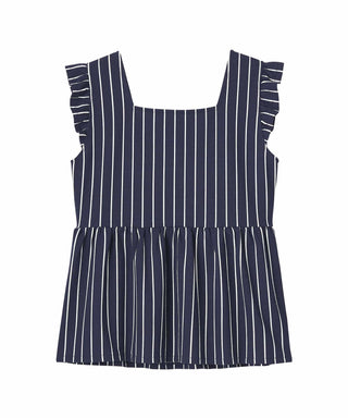 Conjunto superior e inferior con volantes a rayas