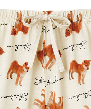 Shiba Dog Illustration Short Sleeve Top-Bottom Set With unisex sizing