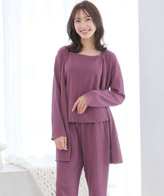 Jacquard-weave Knit Pattern Long Sleeve 3 Piece Set