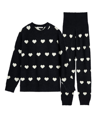 Heart Knit Belly Warmer Top-and-Bottom Set