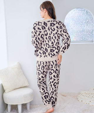 Leopard Knit Belly Hangat dan Bawah Set Bawah