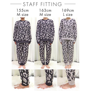 Leopard Knit Belly Hangat dan Bawah Set Bawah