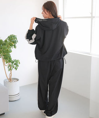 UV Cut Mesh Zip-Up Hoodie Top and Bottom Set