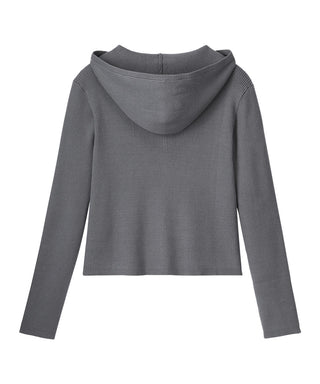 Rib Knit Full-Zip Hoodie Top and Bottom Set