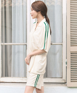 Pile Line Short Sleeve Top and Bottom Set