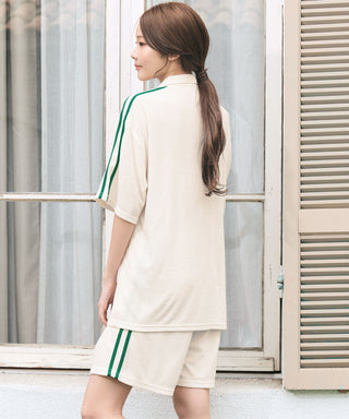 Pile Line Short Sleeve Top and Bottom Set