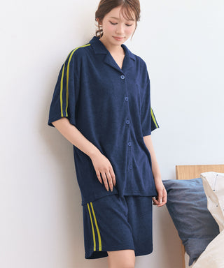 Pile Line Short Sleeve Top and Bottom Set