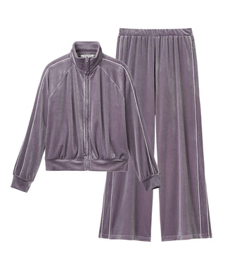 Set de la manga larga e inferior de la manga larga del terciopelo brillante