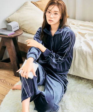 Shiny Velour Long Sleeve Top and Bottom Set