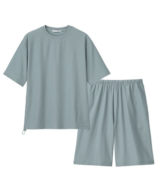 Conjunto de top e inferior de manga corta de malla con corte UV