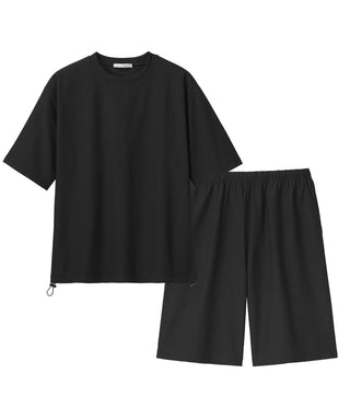 Conjunto de top e inferior de manga corta de malla con corte UV