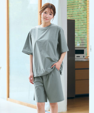 Conjunto de top e inferior de manga corta de malla con corte UV