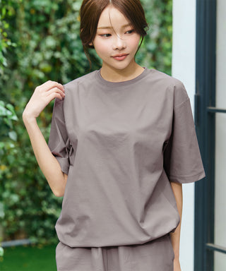 Conjunto de top e inferior de manga corta de malla con corte UV