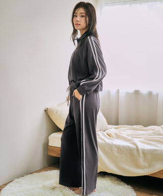 Fleece Half-Zip Side Stripe Stripe Top and Bottom Set