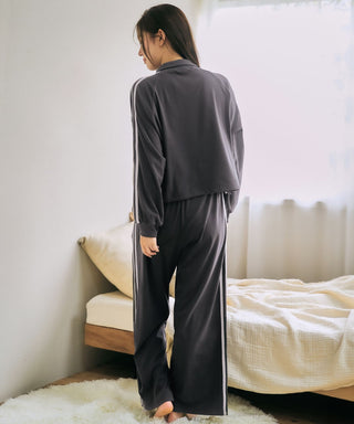 Fleece Half-Zip Side Stripe Stripe Top and Bottom Set