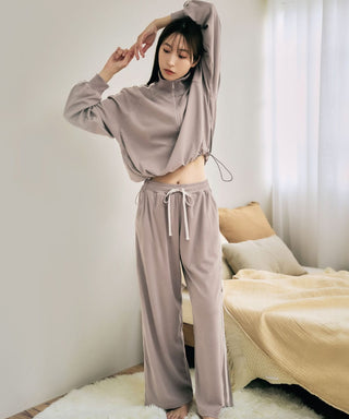 Fleece Half-Zip Side Stripe Stripe Top and Bottom Set