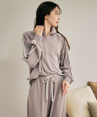 Fleece Half-Zip Side Stripe Stripe Top and Bottom Set