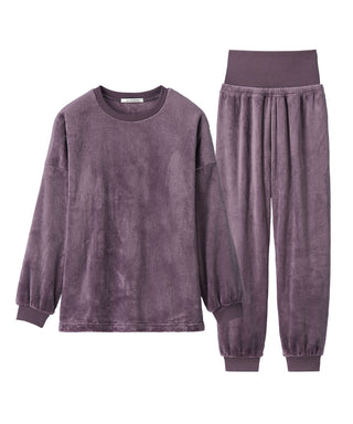 Fleece Long Sleeves Top and Bottom Set with Belly Band