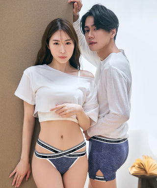 Elegante denim bragas descaradas