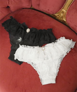 Frill Pearl Ribbon Cheeky Panty