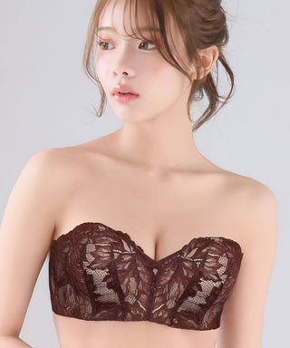 Sin tirantes Maximum Boost Bra CHOMORI BRA(R) Demi sujetador con encaje de flores