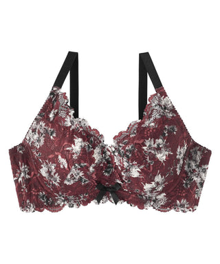 Monotone Flower Side Slimming Lace Push-Up Bra (FGH Cup)