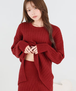 Warm Chenille Knit Top and Bottom Set