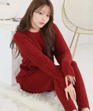 Warm Chenille Knit Top and Bottom Set
