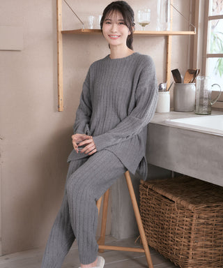 __Conjunto de top y pantalón de punto de chenilla cálido