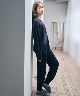 __Conjunto de top y pantalón de tela gofre suave