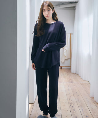 __Conjunto de top y pantalón de tela gofre suave