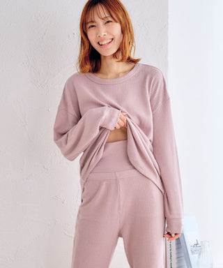 __Conjunto de top y pantalón de tela gofre suave