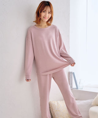 __Conjunto de top y pantalón de tela gofre suave