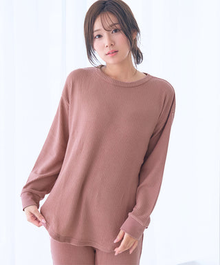 __Conjunto de top y pantalón de tela gofre suave