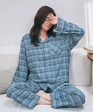 Conjunto de pijama, camisa de franela, parte superior e inferior