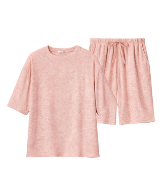Pile Short Sleeve Top and Bottom Set