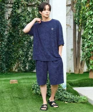 Pile Short Sleeve Top and Bottom Set