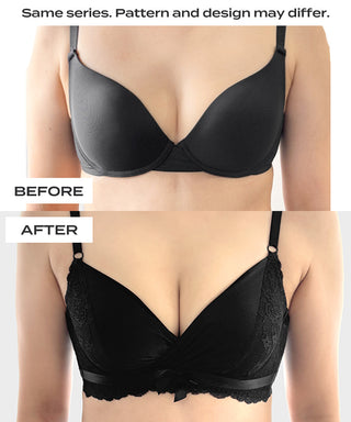 絲帶蕾絲側邊修身 PUSH-UP 胸罩