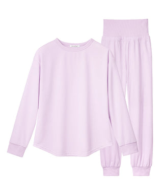 Sweatwear with Belly Warmer Long Sleeve Top-and-Bottom Set