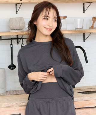 Sweatwear with Belly Warmer Long Sleeve Top-and-Bottom Set