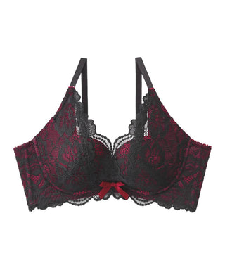 Both Ways Lace Back Push Up 2 Pack Bras - Black/Red
